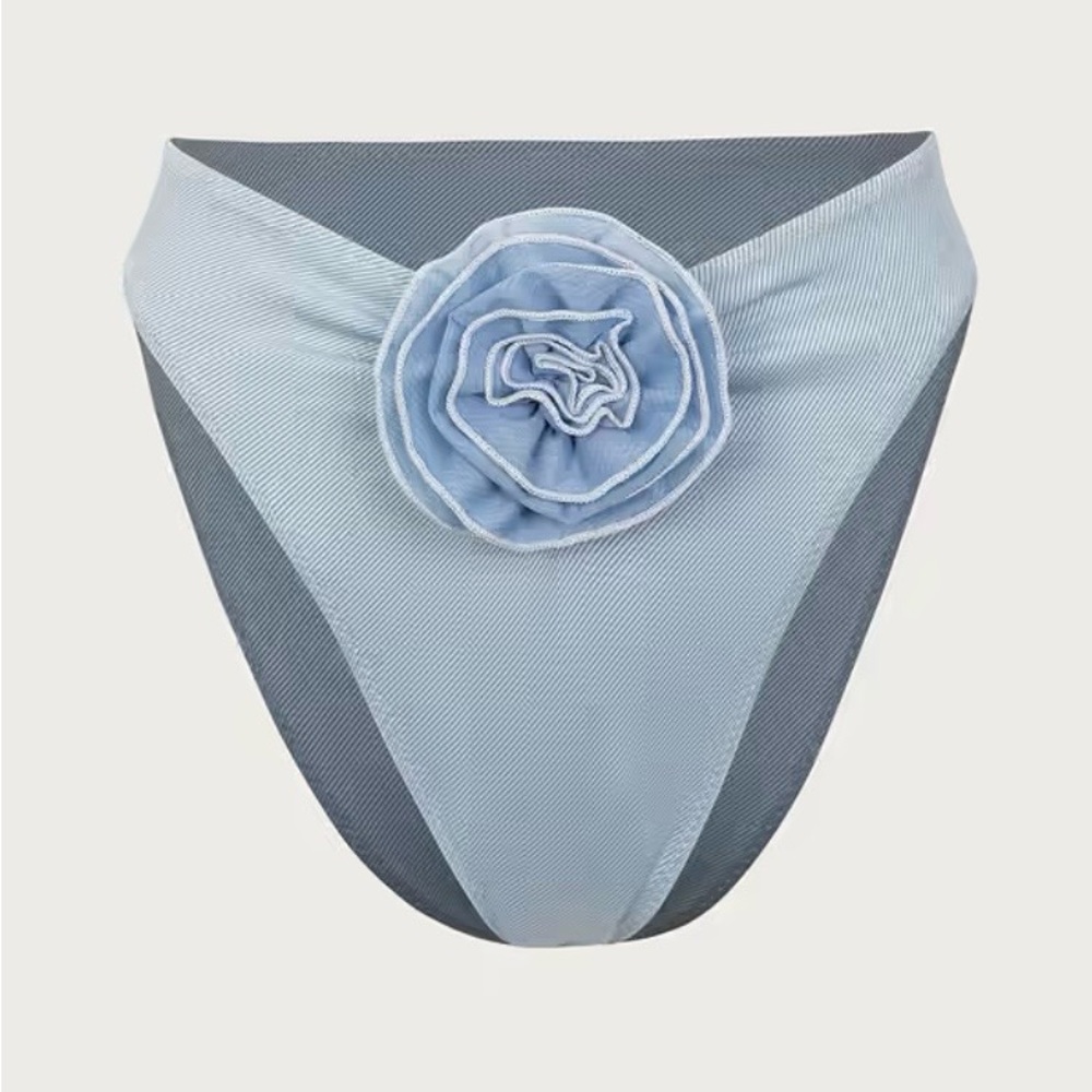 Same Los Angeles- Denim Rose Swim High Waist Bottom